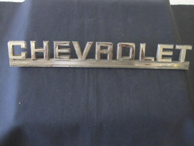  large " chevrolet  " emblem  metal badge vintage gm nameplate trim