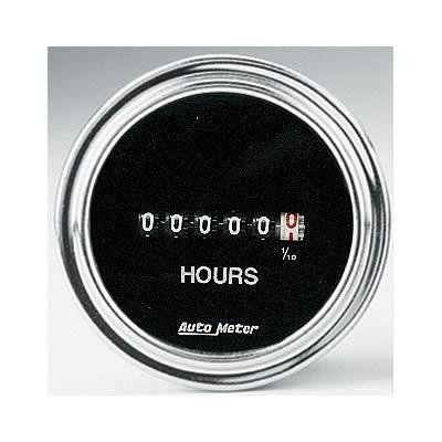 Autometer traditional chrome electrical hourmeter gauge 2 1/16" dia black face