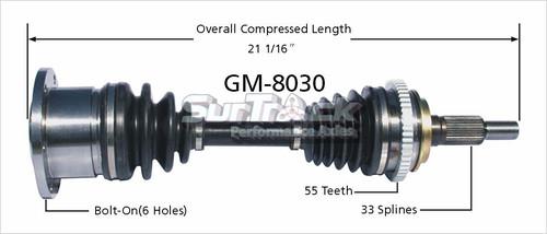 Surtrack perf axles gm-8030 cv half-shaft assembly-new cv axle shaft