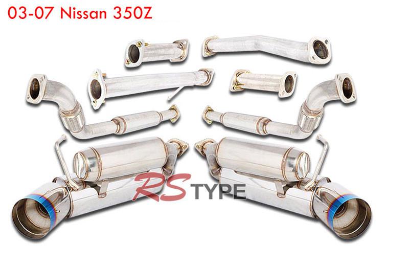 Nissan 350z  coupe dual exhaust stainless catback 4.5" color tip 2003-2009