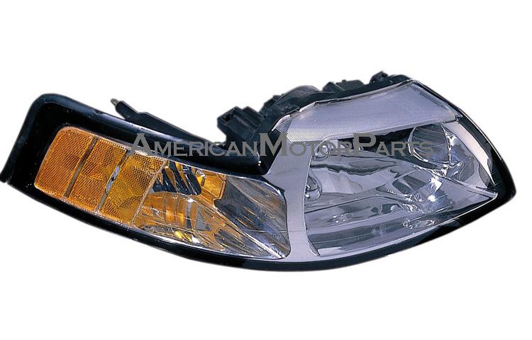 Right passenger side replacement headlight w/ chrome bezel 99-00 ford mustang