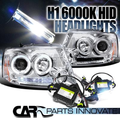 04-08 f150 06-08 mark lt chrome halo projector headlights+h1 6000k hid kit