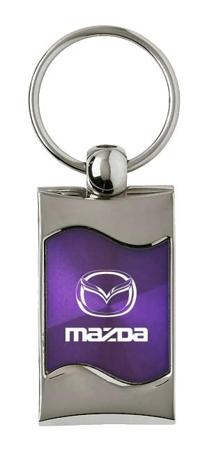Mazda purple rectangular wave metal key chain ring tag key fob logo lanyard