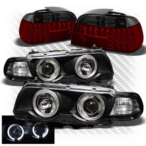 99-01 e38 7-series black pro headlights + r/s philips-led perform tail lights