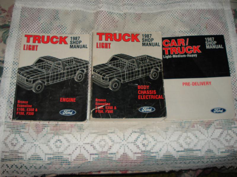 1987 ford truck bronco shop manual set original service books