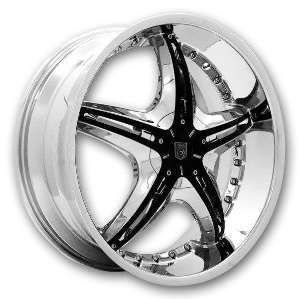 Dvinci attivo 20x8.5 chrome w/ black inserts 5x114.3 +40mm 74mm