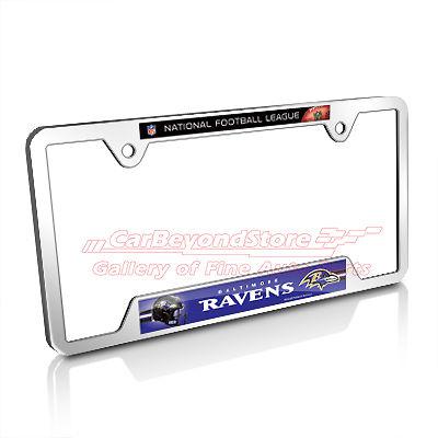 Nfl baltimore ravens chrome metal license plate frame + free gift, licensed