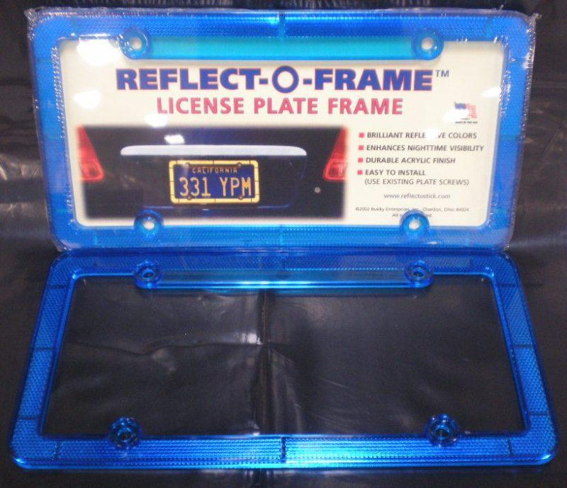 Lot of 2 blue reflecto-o-frame plastic license plate frames - auto-car-truck usa