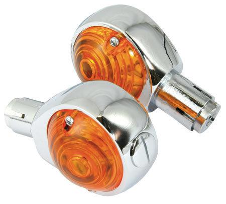 Chrome bullseye bar end turn signals/indicators (pair) - fit 1 inch handlebars