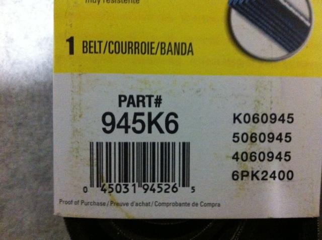 Prestone 945k6 serpentine belt - brand new