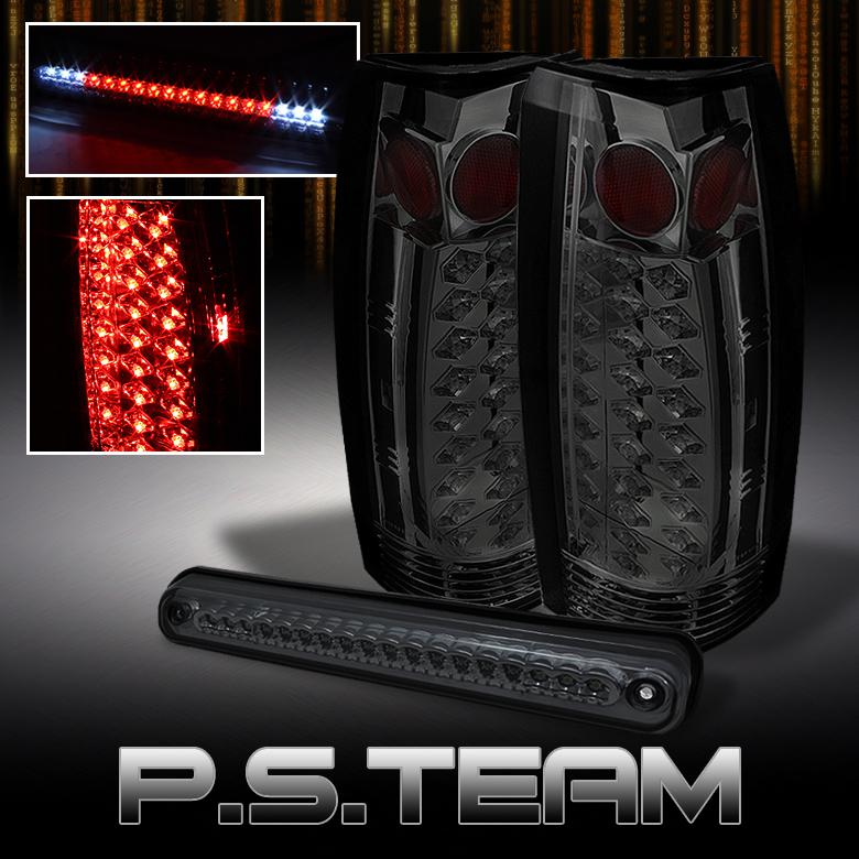 Smoked 88-98 c10 c/k full size sierra silverado led tail lights +full led brake