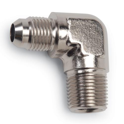 Russell 660841 an adapter fitting -6 an male to 3/8" npt male 90 degree silver