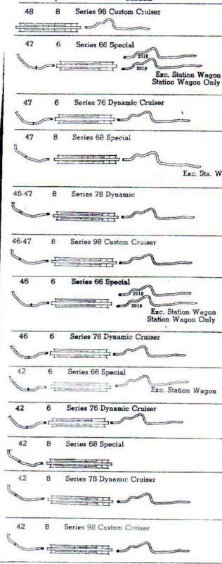 1940-1948 oldsmobile exhaust, l-40, series 78, 90 & 98, 8 cylinder, 304 stainles