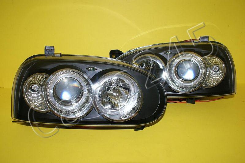 Vw golf iii mk3 1993-1998 headlights clear black projectors set left+right side