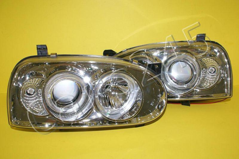 Vw golf iii mk3 1993-1998 headlights clear chrome projectors set 94 95 96 97