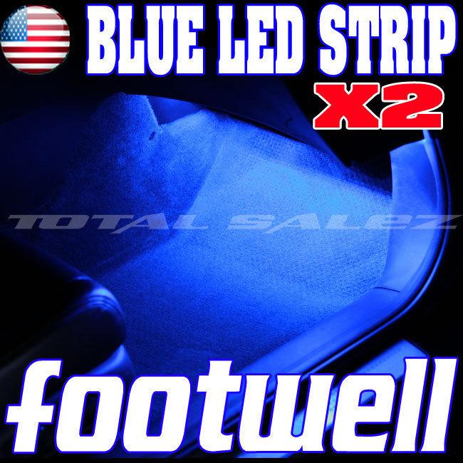 2x new blue led footwell interior led strip 2x12 underdash bulbs smd   x3