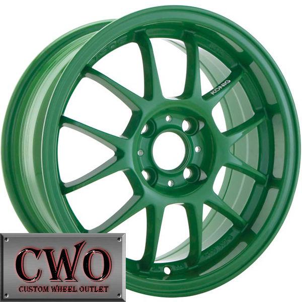 15 green konig daylite wheels rims 4x100 4 lug civic mini g5  cobalt xb integra