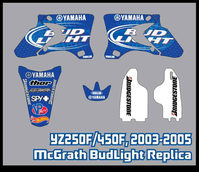 Yamaha yz250f, yz450f 4-stroke graphics kit 2003-2005 budlight kit