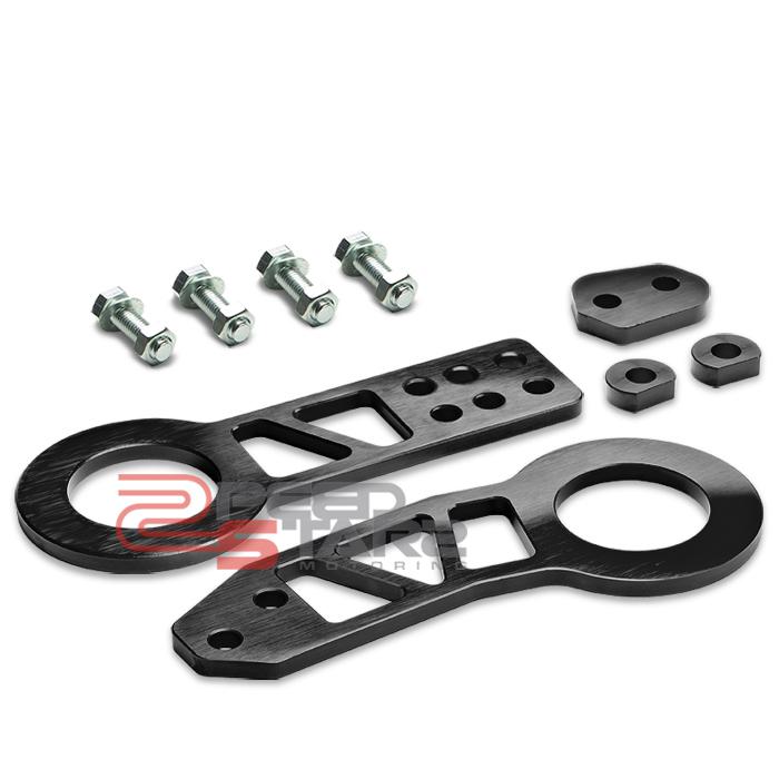 10mm 2.25" opening aluminum black racing towing tow hook kit front & rear+bolts