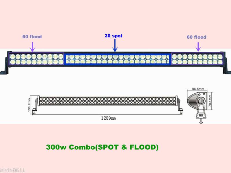 300w led work light 50inch comb beam  offroad lamp bar mining truck  boat  jeep 