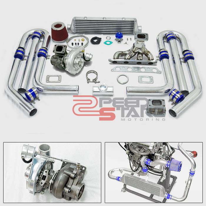 9 pc t3 t04e.63 internal wastegate turbo kit+4afe stainless manifold+intercooler