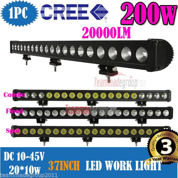 37" 200w cree led work light bar spot/flood/combo beam lamp truck off-road 4wd