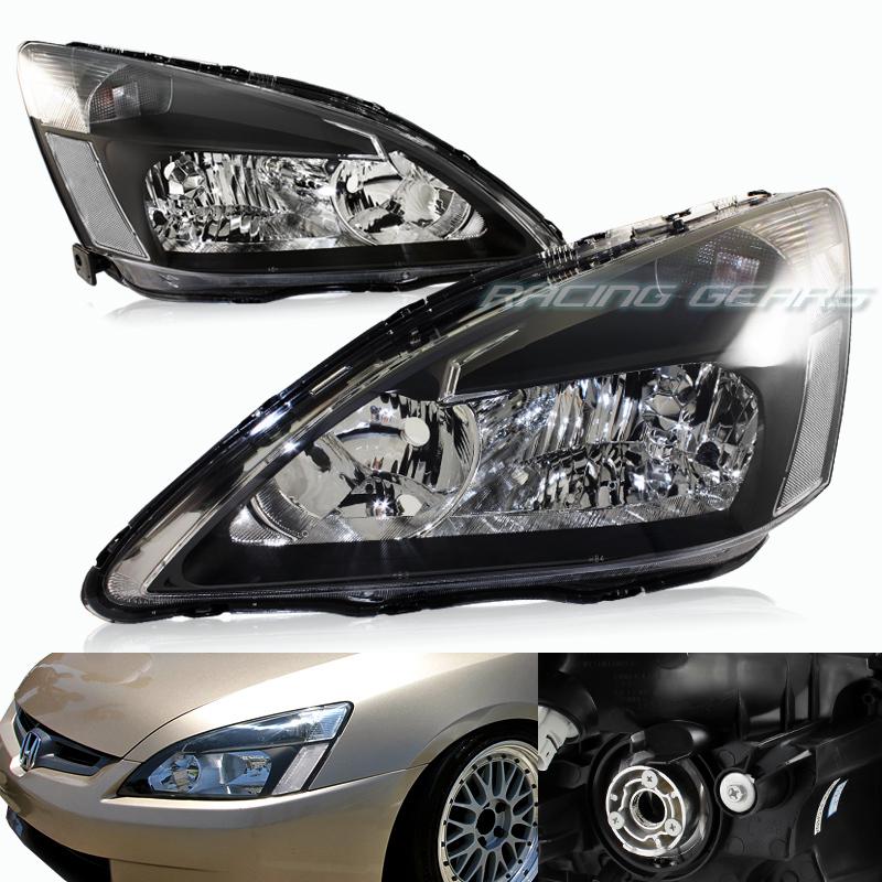 03-06 honda accord jdm black housing clear lens clear reflector headlight lamps