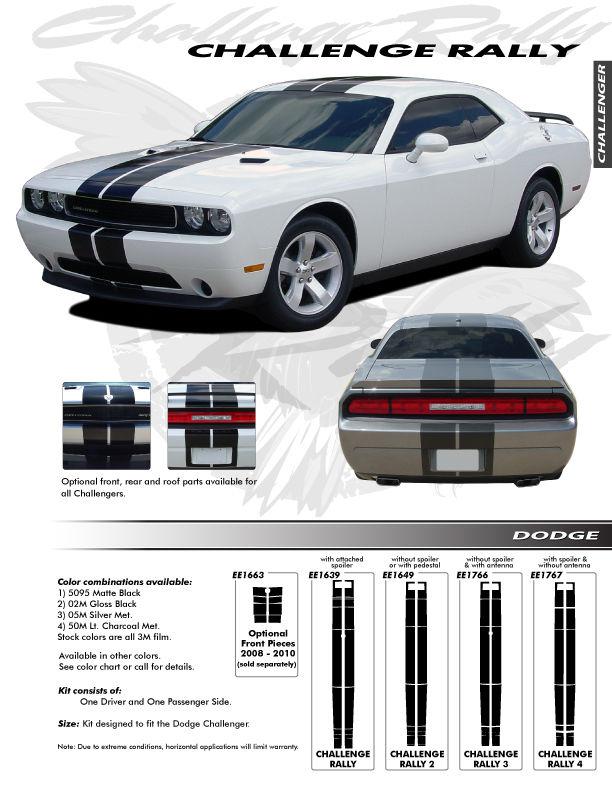 Dodge challenger rally stripe 3m vinyl graphics decals stripes emblems trim kit 