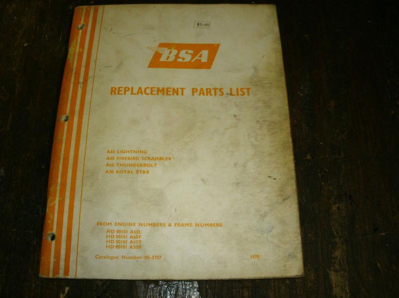 Bsa replacement parts list, factory parts catalog 500 650 twin
