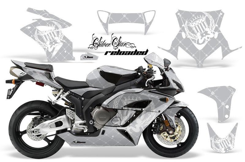 Amr racing graphics decal wrap kit- honda cbr1000 street bike, 04-05 reaper slvr