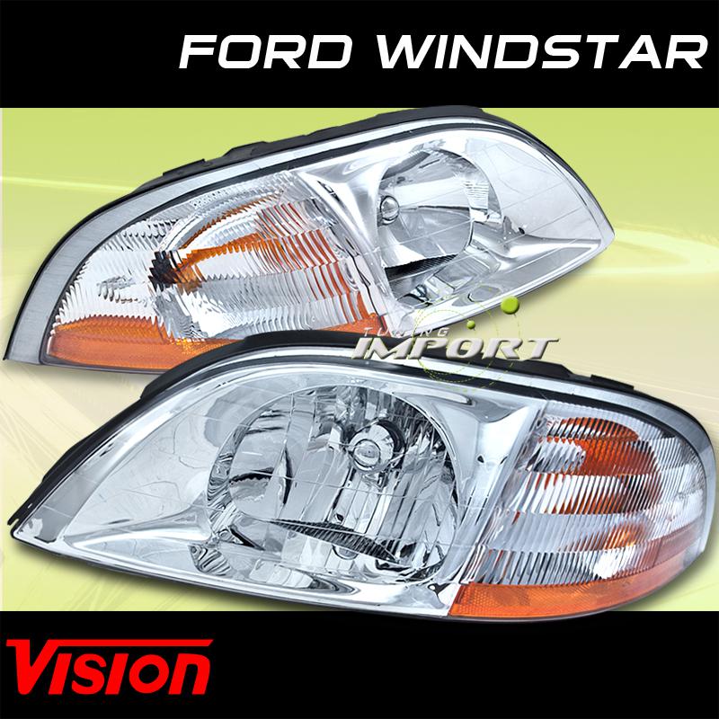 Ford 99-00 windstar van vision left right head lights lamp w amber side signal