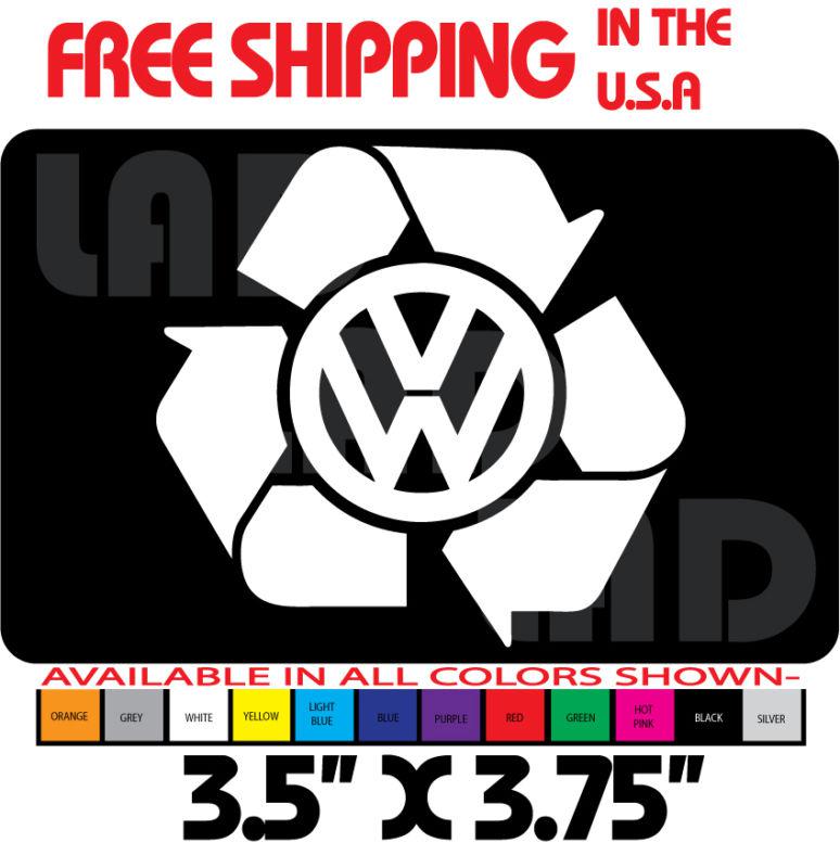 1- vw recycle vinyl decal sticker 3.5"x3.75" type 1 2 3 4