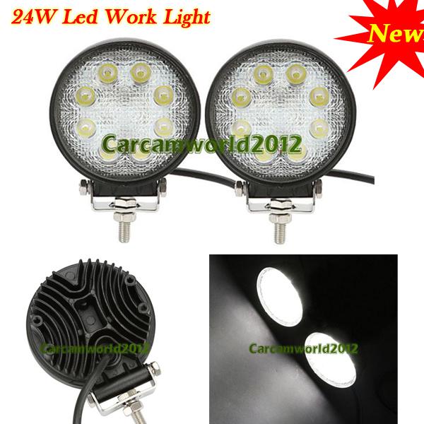 2pcs  24w led work light flood beam offroads lamp light boat truck 12v 24v 4wd