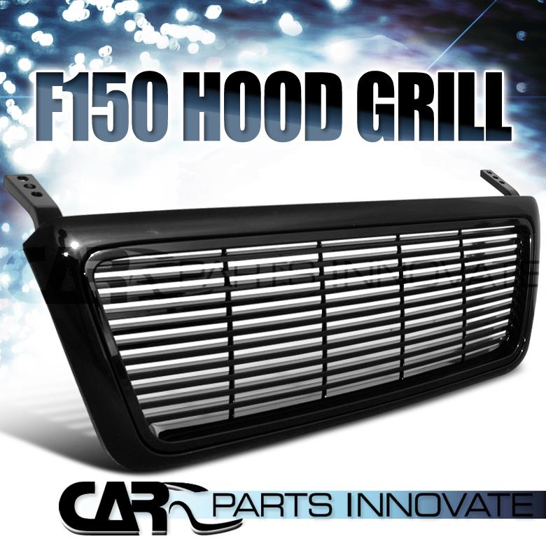 Ford 04-08 f150 truck black billet style front hood bumper grill grille