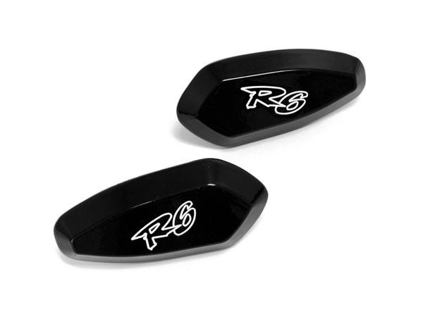 Mirror block off base plates black logo for 1999-2007 yamaha r6 / yzf-r6