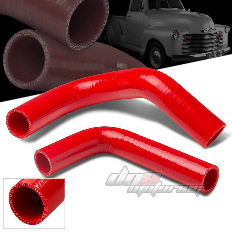 49-54 chevy fleetline/bel air v8 red silicone direct fit radiator hose piping