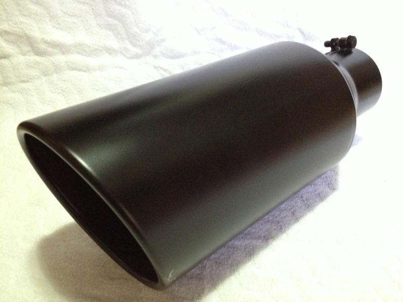 4" inlet, 7" outlet, 18" long black coated stainless diesel exhaust tip