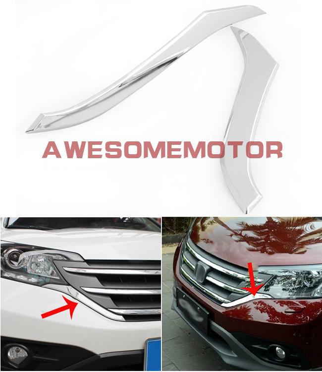 For 2012 honda crv silver chrome front grille side stripe cover trim decoration 