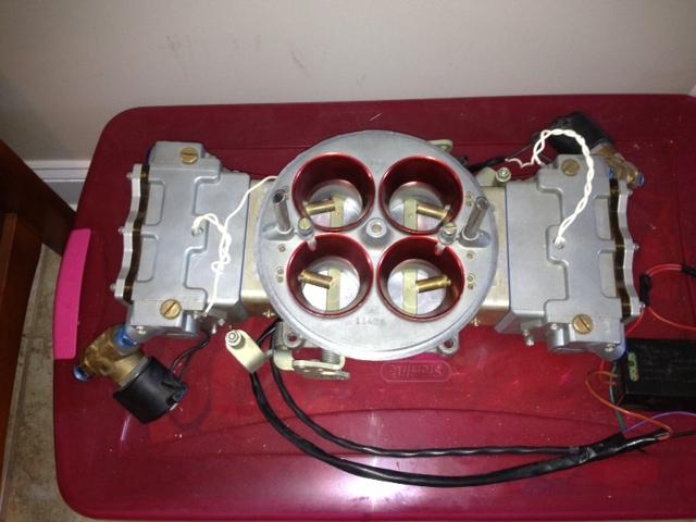 C&s billet aersol blow thru alcohol carburetor and extreme velosity carb hat