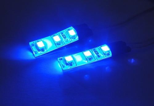 2x blue 3 smd led light strip 12v waterproof flexible car gauge cup holder trunk