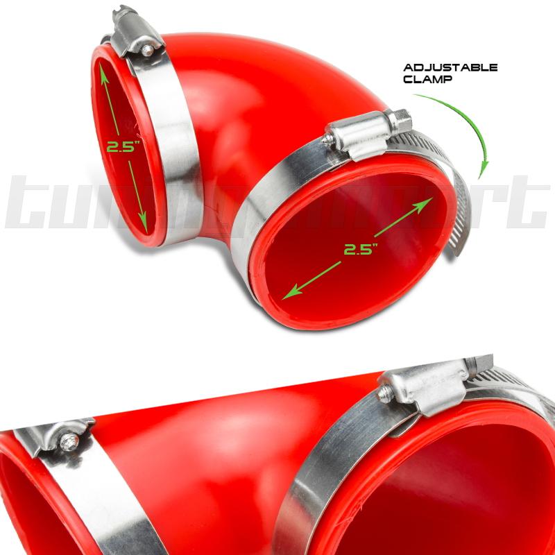 Red 2.5" 90 degree turbo silicone elbow pipe hose reducer bmw e30 e36 e46 e90 m3