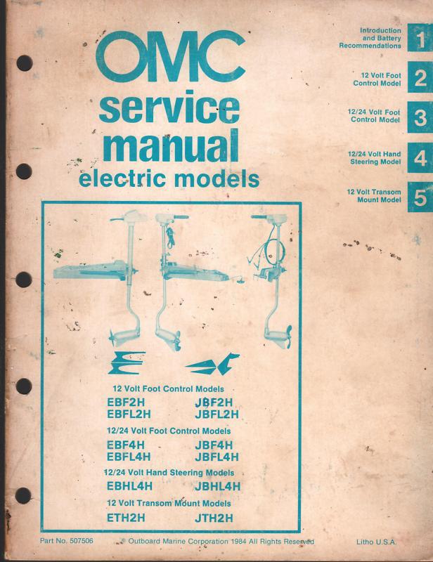 1985 omc electric outboard motor service manual 9see cover for models)