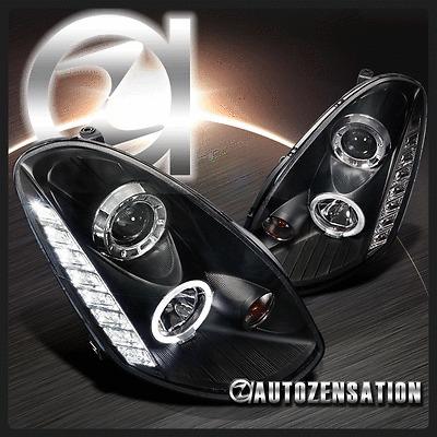 05-06 infiniti g35 4dr sedan black halo smd led drl projector headlights