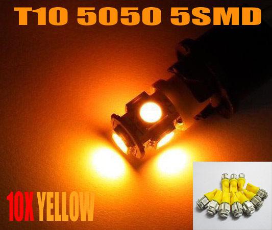 10x amber t10 wedge 5-smd led step lamp courtesy light map lamp #hf10