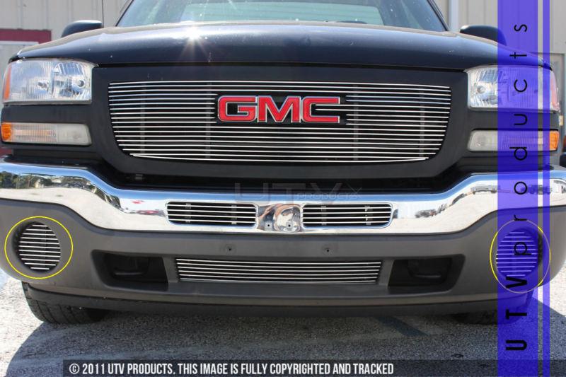 2003 - 2007 gmc sierra 2pc chrome fog lights billet grille kit