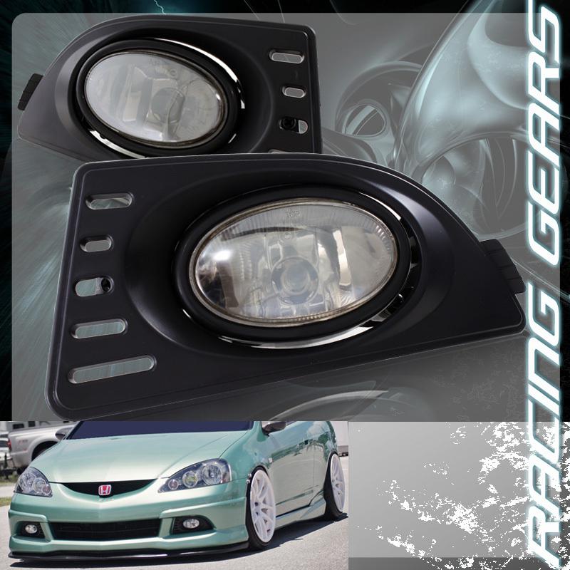 2005-2007 acura rsx chrome housing smoke lens black bezel bumper fog lights lamp