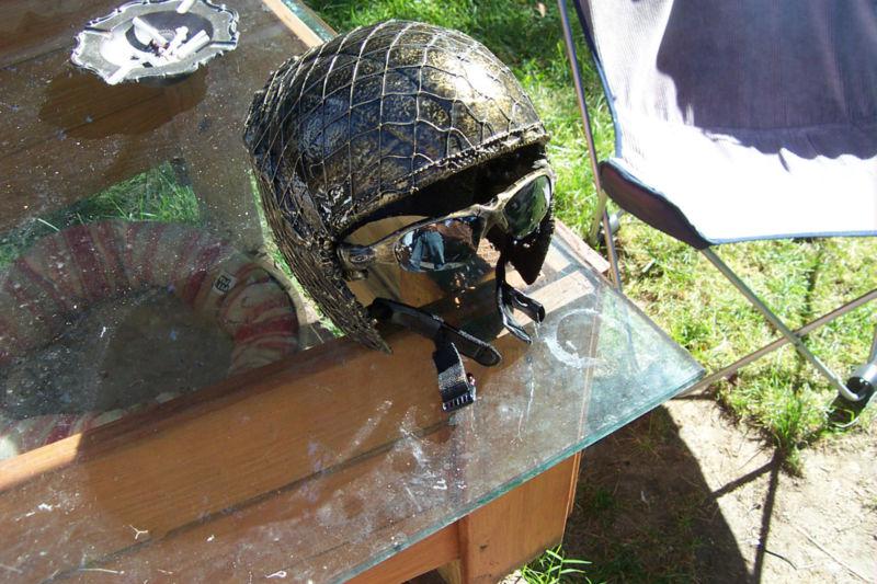 Steam punk alien bike helmet