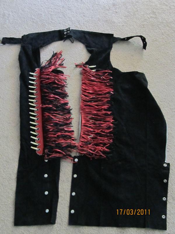 Women's chaps suade w/ red & black fringe brand new