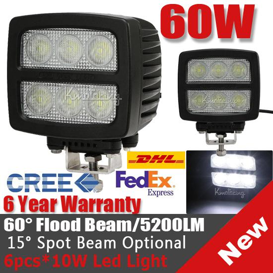 60w cree spot/flood beam led work offroad light dual row lamp truck van camper