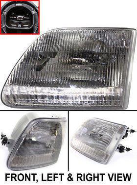 Clear lens new head lamp with bulbs left hand f150 truck f250 halogen lh driver